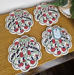 Nakkas Turkish Handpainted Ceramic Floral Coasters (set of 4)